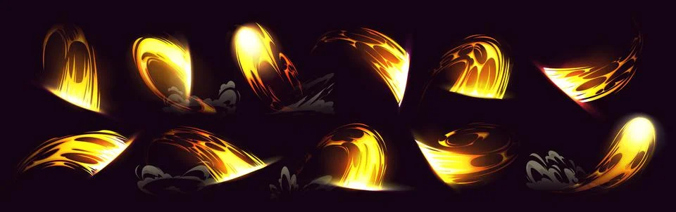 Set of sword attack, slash and cut effect Stock Illustration