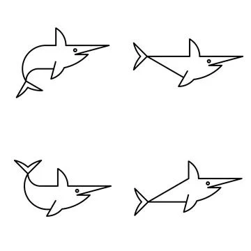 Set of Swordfish logo 스톡 일러스트