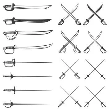Set of the swords isolated on white background. Design elements イラスト素材