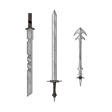 Set of swords. Vector illustration. Isolated objects on a white background. Stock Illustration