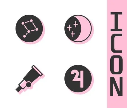 Set Symbol Jupiter, Great Bear constellation, Telescope and Eclipse of the sun 스톡 일러스트