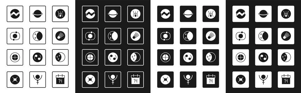 Set Symbol Uranus, Eclipse of the sun, Solar system, Planet, Comet, Saturn, and 스톡 일러스트