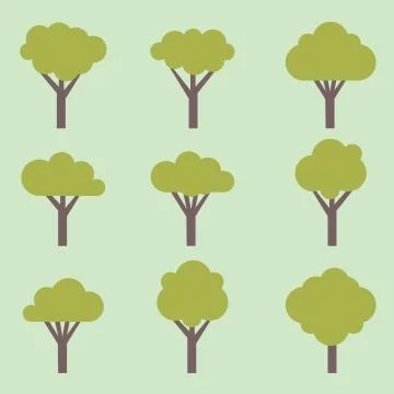 Set of symbolic trees Illustrazione stock