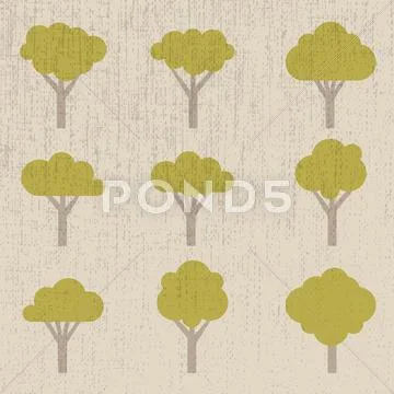Set of symbolic trees - illustration Stock Illustration