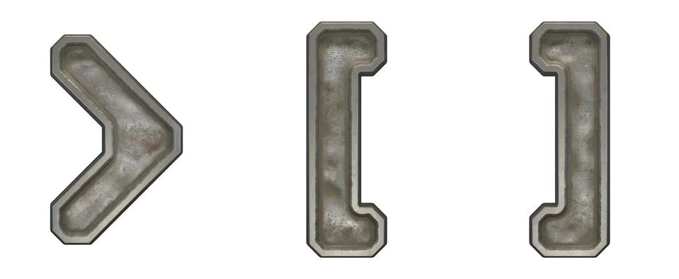 Set of symbols right angle bracket, left and right square bracket made of Illustrazione stock