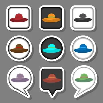 Set symbols summer hat from the sun for the beach Stock Illustration