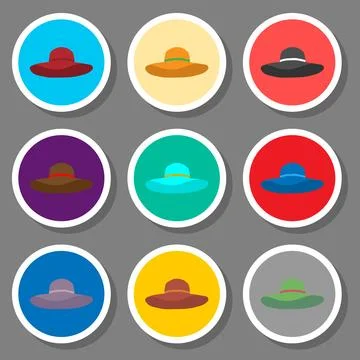 Set symbols summer hat from the sun for the beach Illustrazione stock