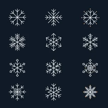 Set of symmetrical snowflakes イラスト素材