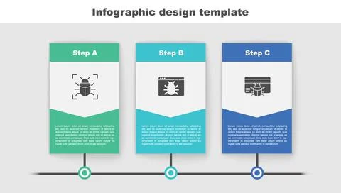 Set System bug, and in credit card. Business infographic template. Vector Illustrazione stock