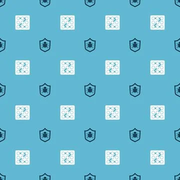 Set System bug and Graphic password protection on seamless pattern. Vector Stock Illustration