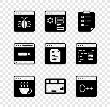 Set System bug, Browser setting, Clipboard with checklist, Software, Keyboard Stock Illustration