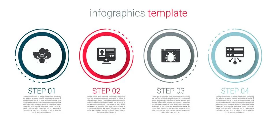Set System bug on a cloud, Create account screen, and Server, Data, Web Hosting Stock-Illustration