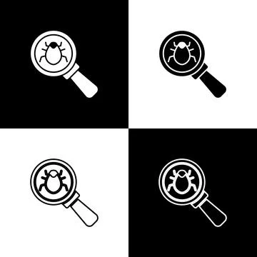 Set System bug concept icon isolated on black and white background. Code bug Stock Illustration