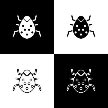 Set System bug concept icon isolated on black and white background. Code bug Stock Illustration