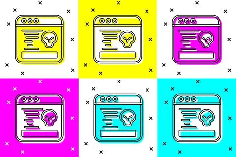 Set System bug concept icon isolated on color background. Code bug concept. Bug Illustrazione stock