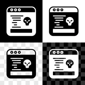 Set System bug concept icon isolated on black and white, transparent background Stock Illustration