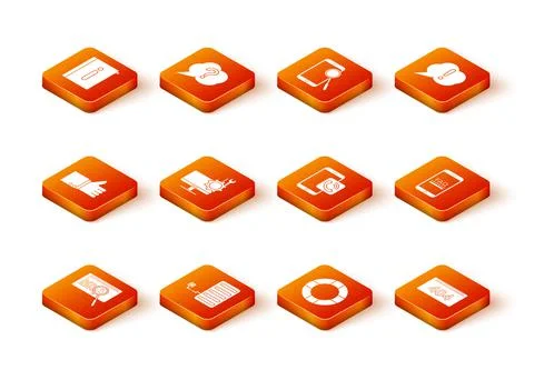 Set System bug concept, Server, Hand thumb up, Computer monitor service 스톡 일러스트