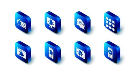 Set System bug, Eye scan, Graphic password protection, Smartphone, Browser Stock-Illustration