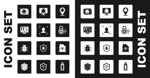 Set System bug, Face recognition, Create account screen, Browser incognito Illustrazione stock