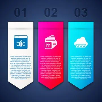 Set System bug, Processor and Web development. Business infographic template Stock Illustration