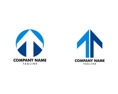 Set of T letter and arrow up vector logo Stock Illustration