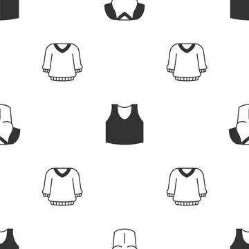 Set T-shirt, Undershirt and Sweater on seamless pattern. Vector 库存插图