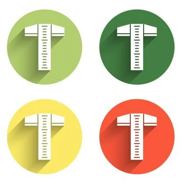 Set T-square line for professional drafting icon isolated with long shadow .. Stock Illustration