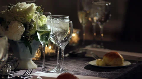 Set Table in Dark Room Stock Footage 22855377