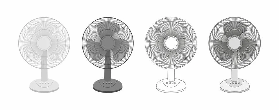 Set of Table fan Stock Illustration