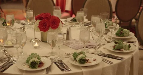 Set Table with Flowing Lights Stock Footage 80207479