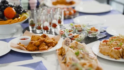 Set table with gourmet high kitchen dinner plates and dishes at the restaurant Video stock 149552283