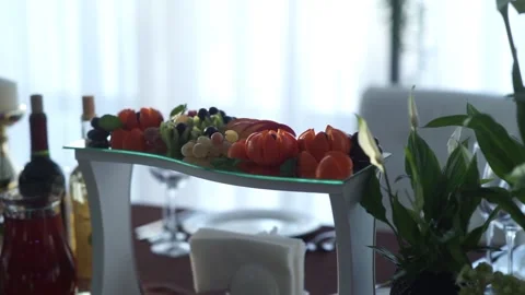 A set table before the holiday Stock Footage 159881956