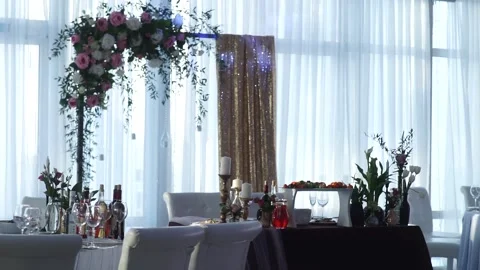 A set table before the holiday Stock Footage 159881970