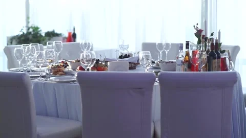 A set table before the holiday Stock Footage 159881973