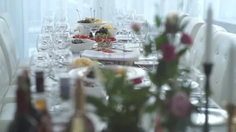 A set table before the holiday Stock Footage 159881980