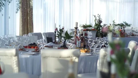 A set table before the holiday Stock Footage 159882008
