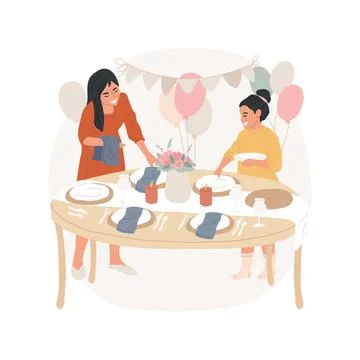 Set the table isolated cartoon vector illustration. Stock Illustration