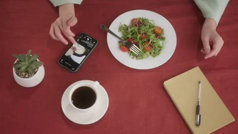 Set table with kitchen dinner plates and dishes at the restaurant. Swiping tik Stock Footage 150439419