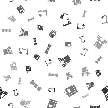 Set Table lamp, Book, Laptop and Bow tie on seamless pattern. Vector 스톡 일러스트
