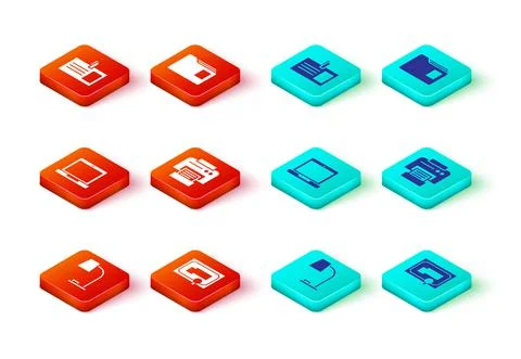 Set Table lamp, Certificate template, Laptop, Printer, Document folder and Stock Illustration