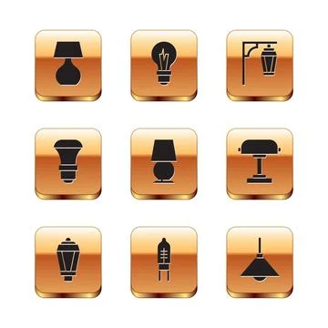 Set Table lamp, Garden light, Light emitting diode, LED bulb, Vintage street Stock Illustration