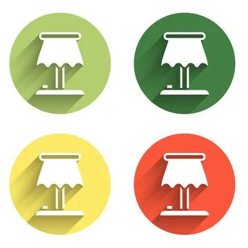 Set Table lamp icon isolated with long shadow background. Color circle butt.. Stock Illustration