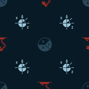Set Table lamp, Pie chart infographic and Trigonometric circle on seamless イラスト素材