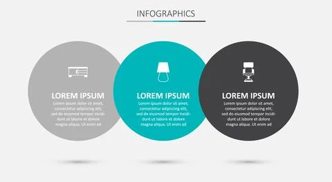 Set Table lamp, TV table stand and Office chair. Business infographic template Stock Illustration