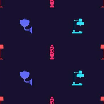 Set Table lamp, Wall or sconce, Floor and on seamless pattern. Vector Stockillustratie