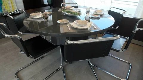 Set up table on a luxury yacht Stock Footage 71834359