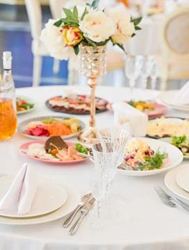 Set table in a restaurant Stock Photos