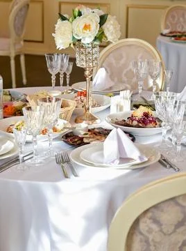 Set table in a restaurant 写真素材