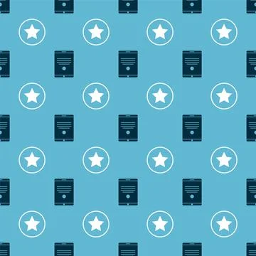 Set Tablet and Star on seamless pattern. Vector Illustrazione stock