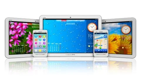 Set of tablet computers and smartphones Stock Illustration